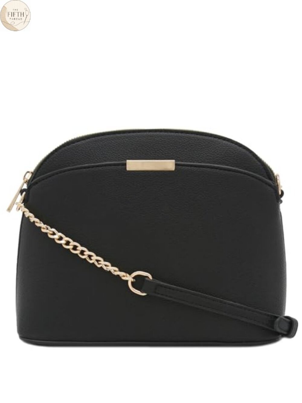 Faux Leather Small Dome Crossbody Bag with Chain Strap
